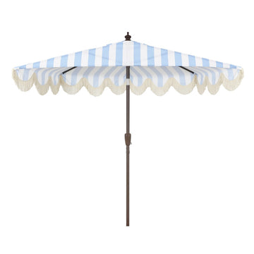 Beverly 9 ft. Designer Classic Scalloped Fringe Half Market Patio Umbrella